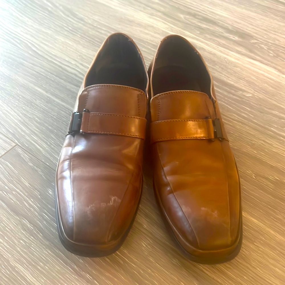 Brown leather dress shoes